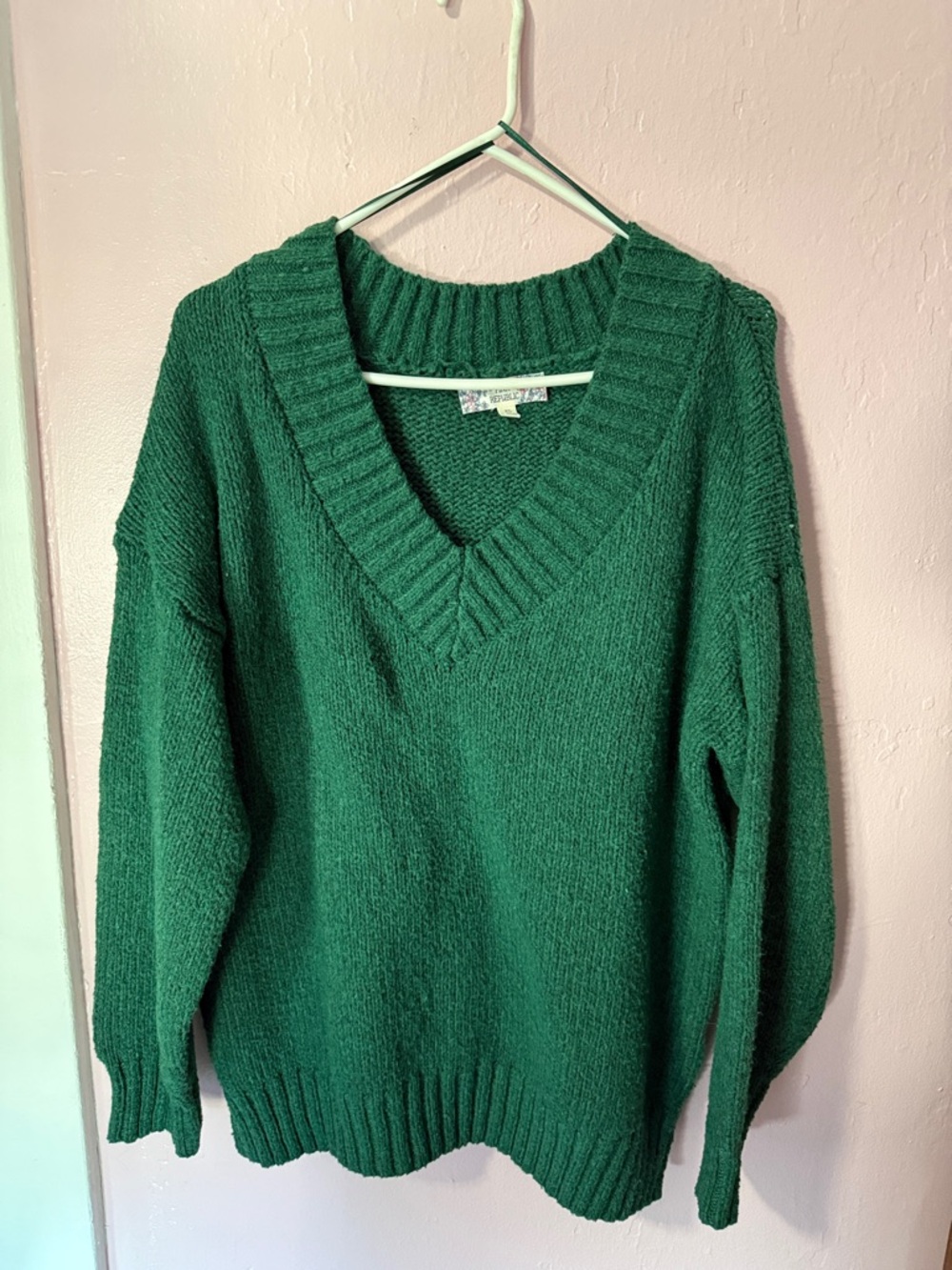 Pink Republic Emerald Green V-Neck Sweater